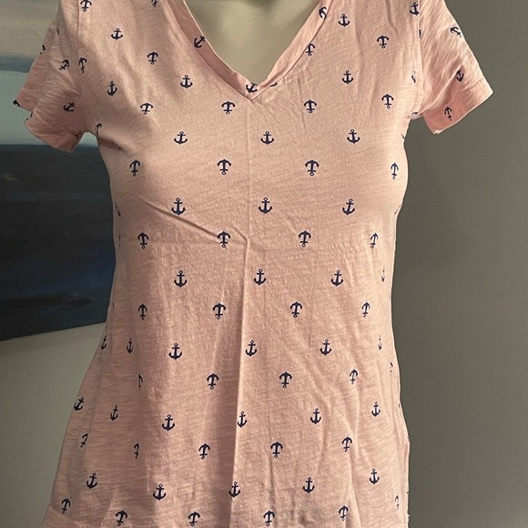 Rachel Roy Pink Anchor Print V-Neck Top Sz. Small. NWOT - Picture 3 of 7